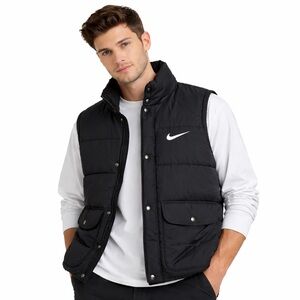 Nike Premier Black Puffer Vest Men’s L Sleeveless Jacket Swoosh Logo